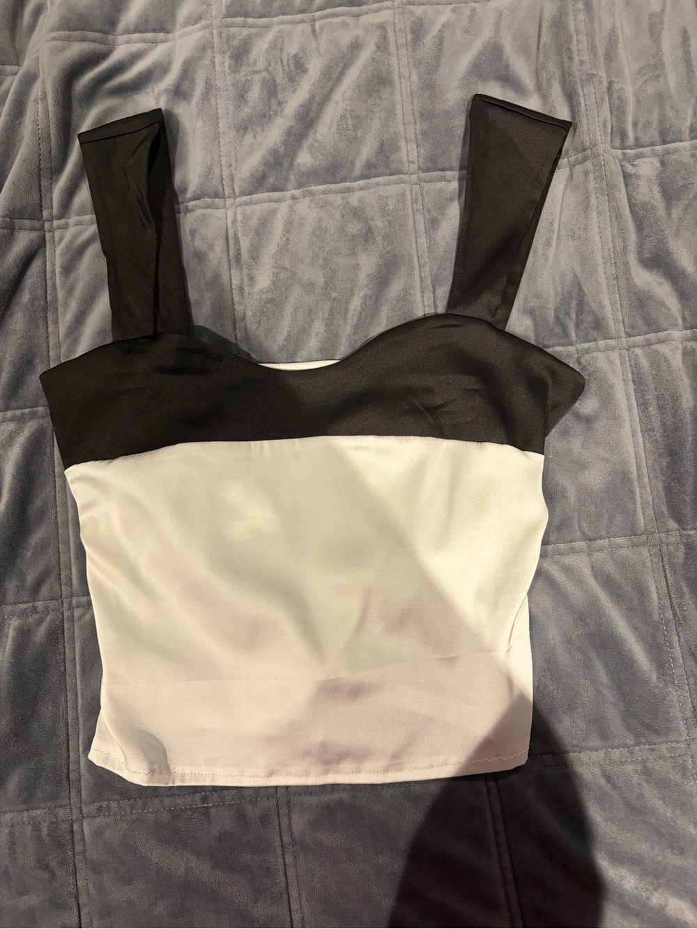 Black and white satin top